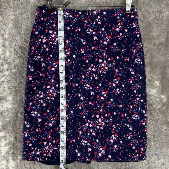 J Crew Size 2 Floral Print Knee Length Pencil Skirt Multi Colored Zip Casual - Picture 2 of 7